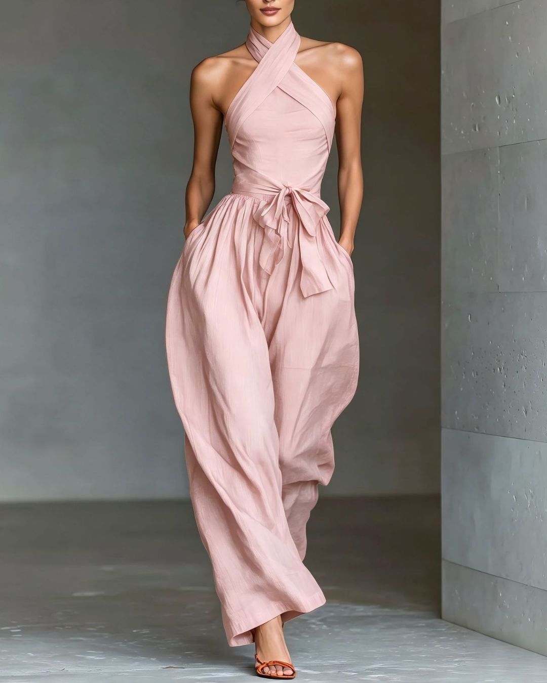 Willluxe® Elegant Cross Halter Backless Jumpsuit