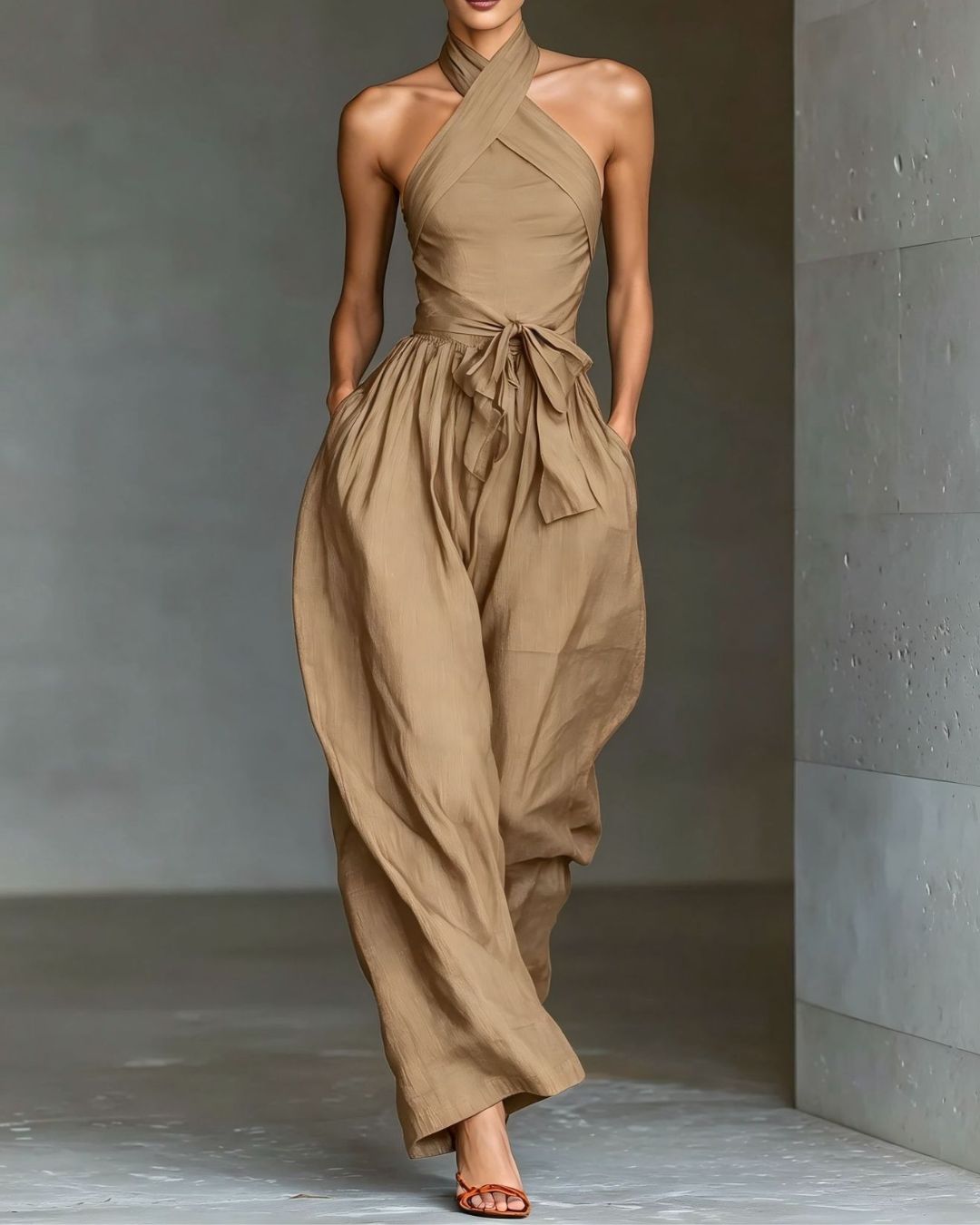 Willluxe® Elegant Cross Halter Backless Jumpsuit