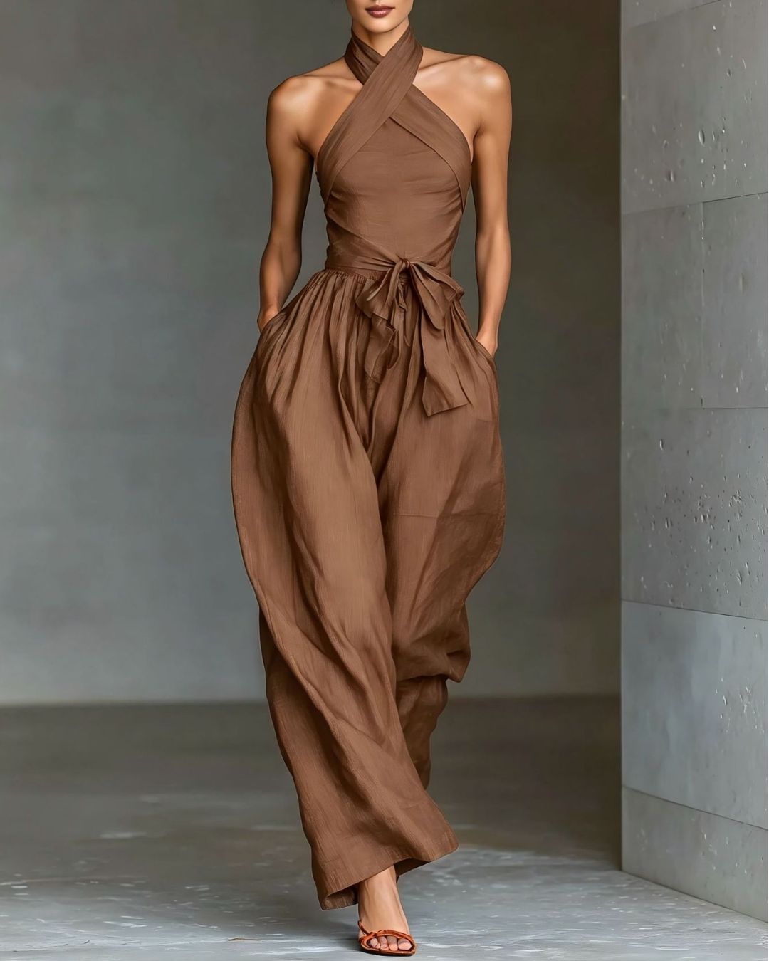 Willluxe® Elegant Cross Halter Backless Jumpsuit