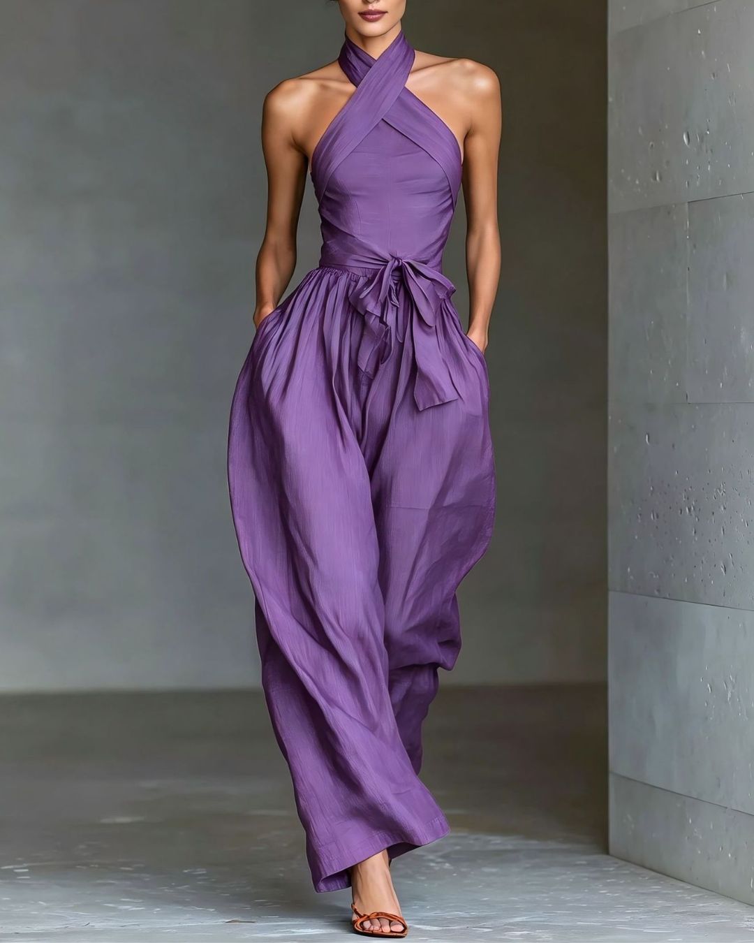 Willluxe® Elegant Cross Halter Backless Jumpsuit