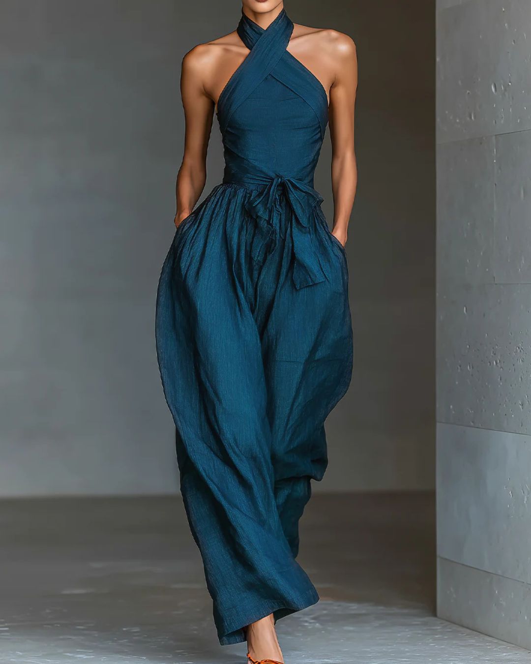 Willluxe® Elegant Cross Halter Backless Jumpsuit