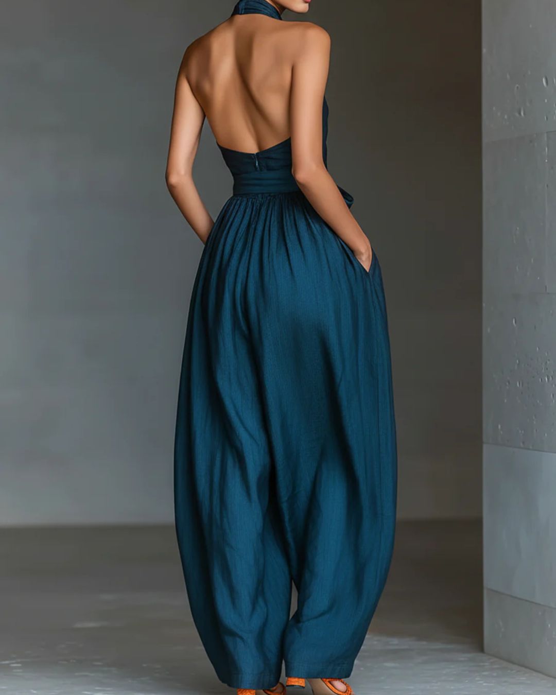 Willluxe® Elegant Cross Halter Backless Jumpsuit