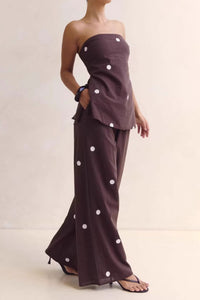 Willluxe®  Strapless Polka Dot Top and Pants Set
