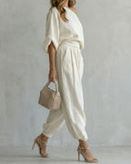 Willluxe®  Off-White Off-Shoulder Two-Piece Set