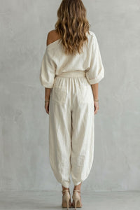 Willluxe®  Off-White Off-Shoulder Two-Piece Set