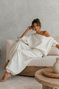 Willluxe®  Off-White Off-Shoulder Two-Piece Set