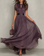 Willluxe® Romantic Lace-Trimmed Double Mesh Maxi Dress