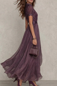Willluxe® Romantic Lace-Trimmed Double Mesh Maxi Dress