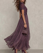Willluxe® Romantic Lace-Trimmed Double Mesh Maxi Dress