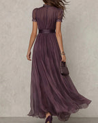 Willluxe® Romantic Lace-Trimmed Double Mesh Maxi Dress