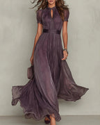 Willluxe® Romantic Lace-Trimmed Double Mesh Maxi Dress