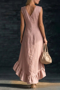 Willluxe® Ruffle Hem Elegant Sleeveless V-neck Dress