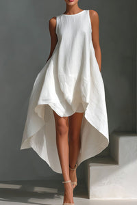 Willluxe® Sleeveless Round Neck Irregular Casual Midi Dress