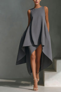 Willluxe® Sleeveless Round Neck Irregular Casual Midi Dress