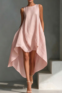Willluxe® Sleeveless Round Neck Irregular Casual Midi Dress