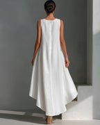 Willluxe® Sleeveless Round Neck Irregular Casual Midi Dress