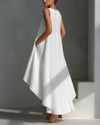 Willluxe® Sleeveless Round Neck Irregular Casual Midi Dress