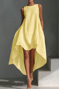 Willluxe® Sleeveless Round Neck Irregular Casual Midi Dress