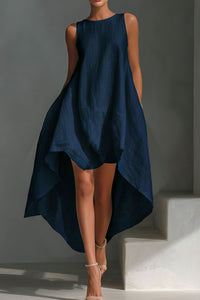 Willluxe® Sleeveless Round Neck Irregular Casual Midi Dress