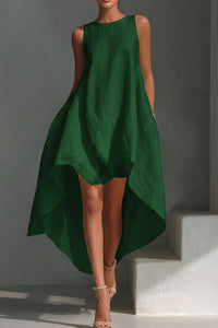 Willluxe® Sleeveless Round Neck Irregular Casual Midi Dress