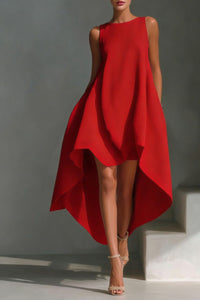 Willluxe® Sleeveless Round Neck Irregular Casual Midi Dress