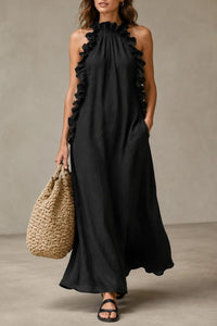 Willluxe® Breezy Halter Neck Ruffle Maxi Dress