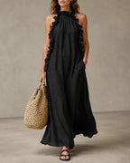 Willluxe® Breezy Halter Neck Ruffle Maxi Dress