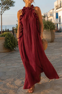 Willluxe® Breezy Halter Neck Ruffle Maxi Dress