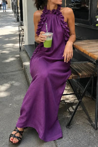 Willluxe® Breezy Halter Neck Ruffle Maxi Dress