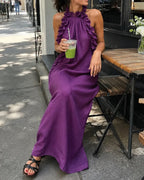 Willluxe® Breezy Halter Neck Ruffle Maxi Dress