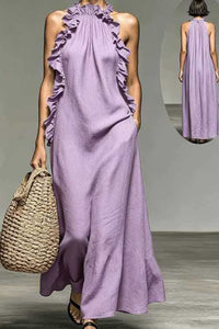 Willluxe® Breezy Halter Neck Ruffle Maxi Dress