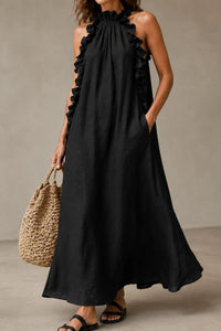 Willluxe® Breezy Halter Neck Ruffle Maxi Dress