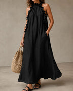 Willluxe® Breezy Halter Neck Ruffle Maxi Dress