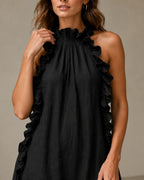 Willluxe® Breezy Halter Neck Ruffle Maxi Dress