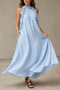 Willluxe® Breezy Halter Neck Ruffle Maxi Dress