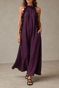 Willluxe® Breezy Halter Neck Ruffle Maxi Dress