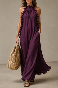 Willluxe® Breezy Halter Neck Ruffle Maxi Dress