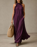 Willluxe® Breezy Halter Neck Ruffle Maxi Dress