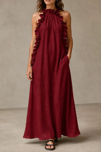 Willluxe® Breezy Halter Neck Ruffle Maxi Dress