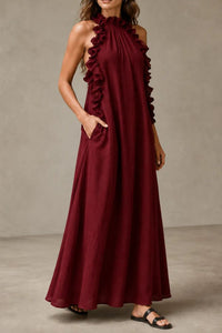 Willluxe® Breezy Halter Neck Ruffle Maxi Dress