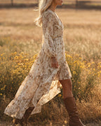 Willluxe® Bohemian Floral V-Neck Asymmetrical Maxi Dress