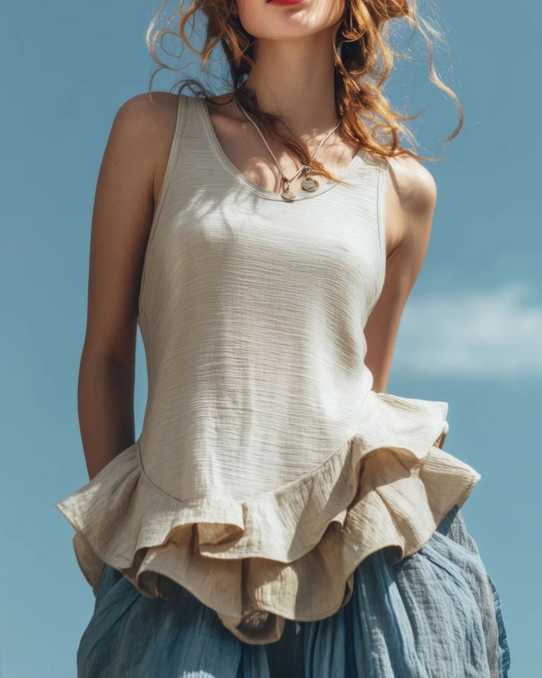 Willluxe® Ruffle Hem Tank Top
