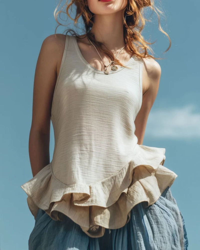Willluxe® Ruffle Hem Tank Top