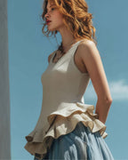 Willluxe® Ruffle Hem Tank Top