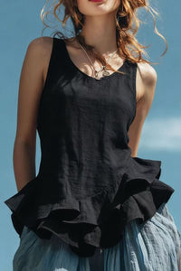Willluxe® Ruffle Hem Tank Top