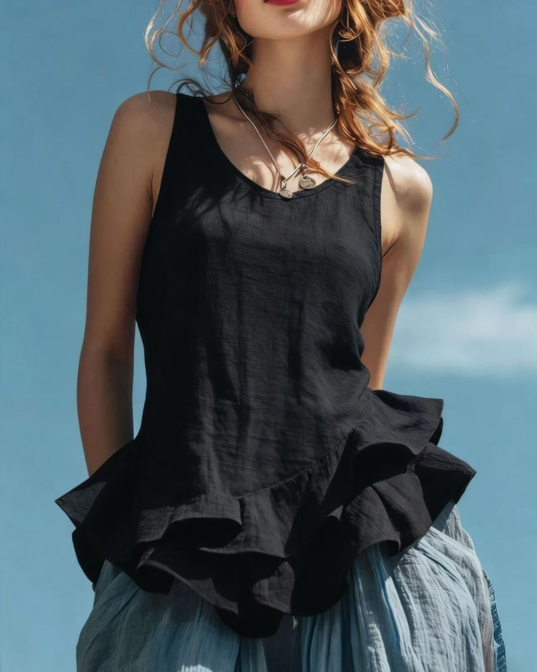 Willluxe® Ruffle Hem Tank Top