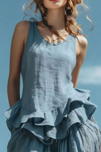 Willluxe® Ruffle Hem Tank Top