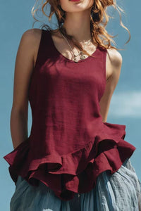 Willluxe® Ruffle Hem Tank Top