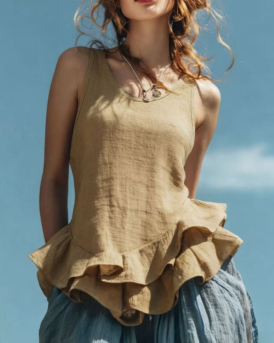 Willluxe® Ruffle Hem Tank Top