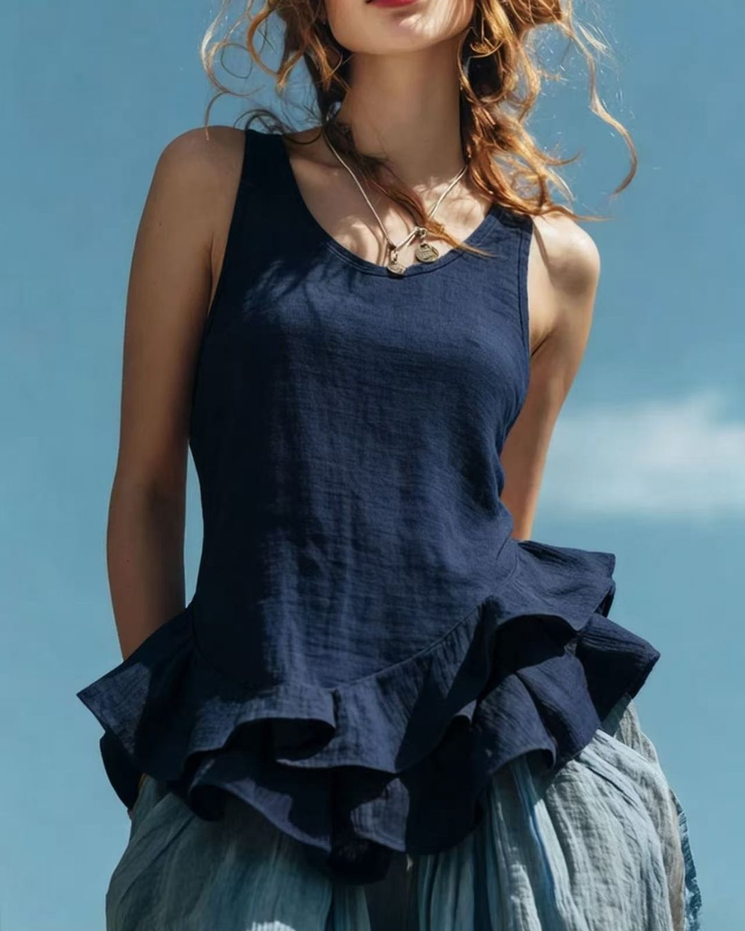 Willluxe® Ruffle Hem Tank Top